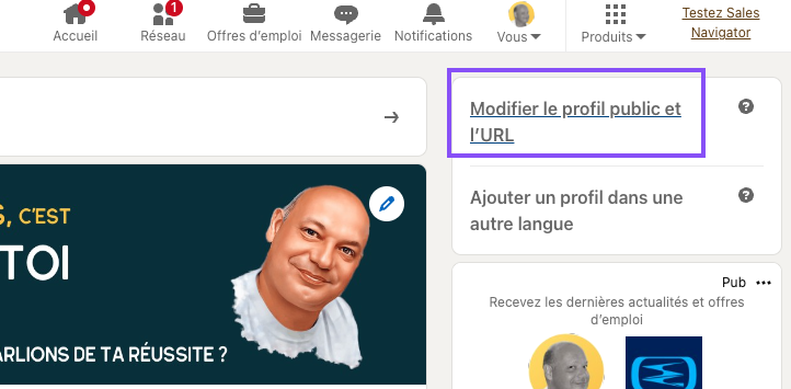 Modifier son url LinkedIn